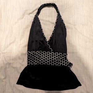 Black & white V neck, halter tank
